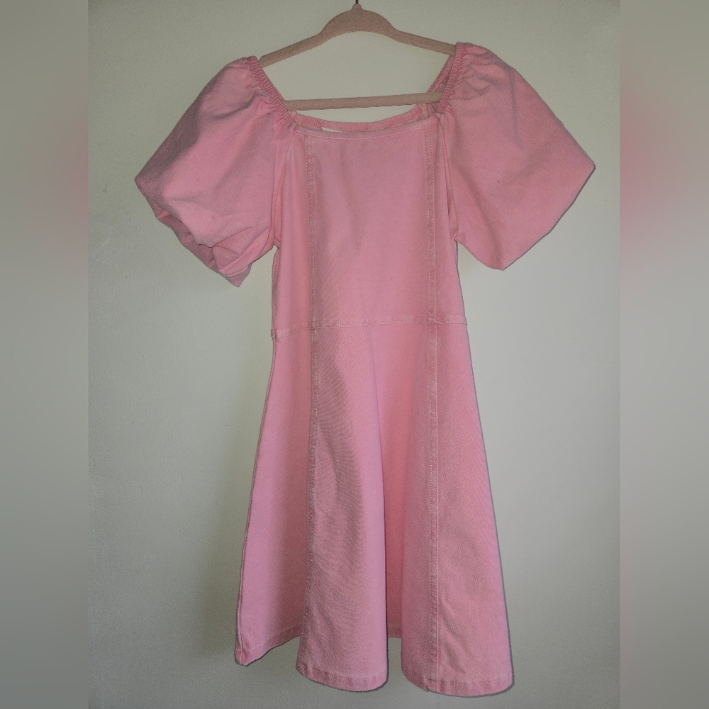 Pink Puff Sleeve Kids Dress